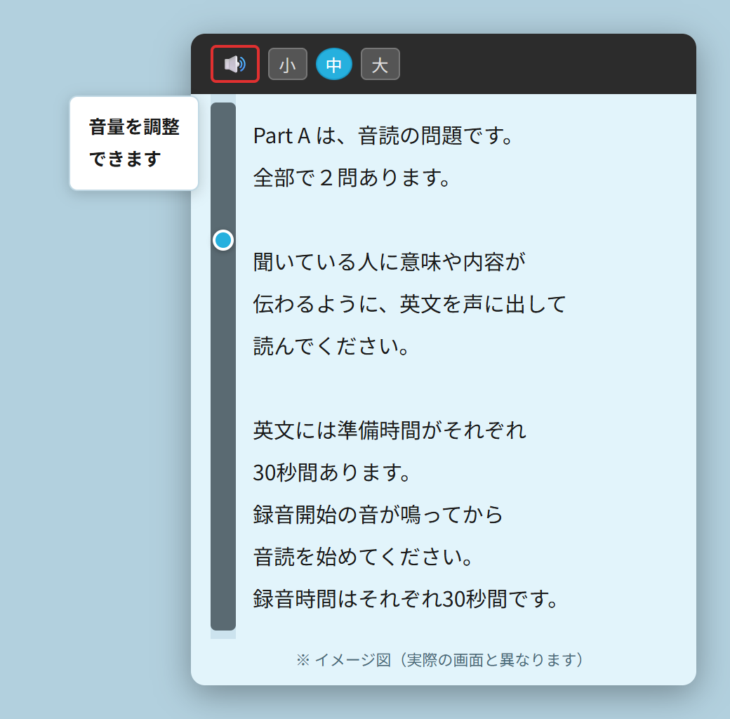 音量調整ボタン・文字サイズ調整ボタン